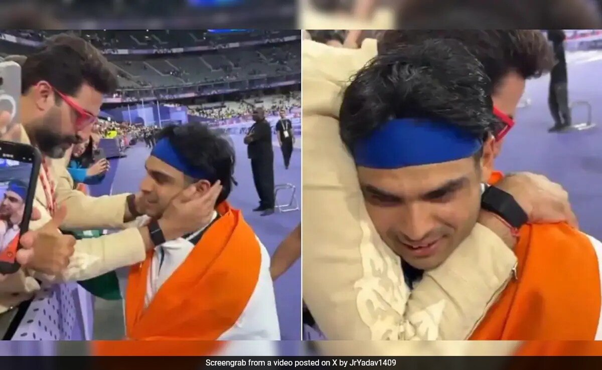 Abhishek Bachchan Hugs Neeraj Chopra After His Silver Medal Win At Paris Olympics